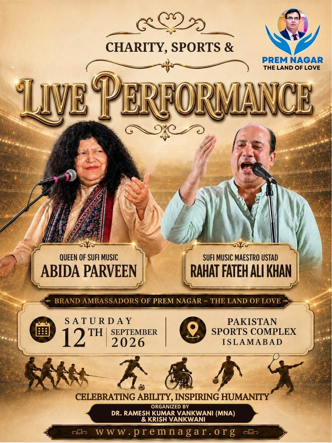 Abida Parveen & Asim Azhar live — Prem Nagar, 18 July 2026, DHA Sports Club, Karachi